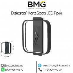 Kare Dekoratif Saat'li LED Aplik