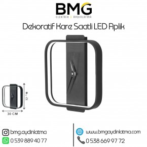 Kare Dekoratif Saat'li LED Aplik