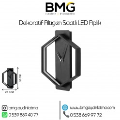 Altıgen Dekoratif Saat'li LED Aplik