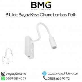 3 Watt Beyaz Kasa Okuma Lambası Aplik