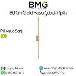 Şarjlı Pilli 80 cm Gold Kasa Çubuk Aplik