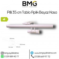 Şarjlı Pilli 35 cm Ayna Üstü Tablo Aplik Beyaz
