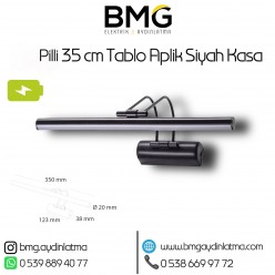 Şarjlı Pilli 35 cm Ayna Üstü Tablo Aplik Siyah