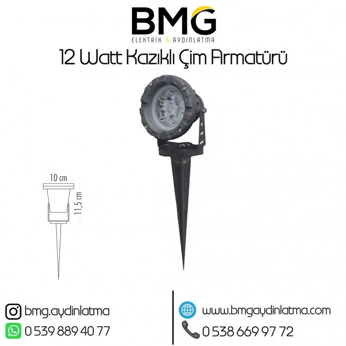 12 Watt Kazıklı Çim Bahçe Armatürü