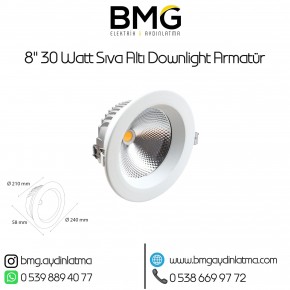 8 inç 30 Watt Sıva Altı Downlight Armatür