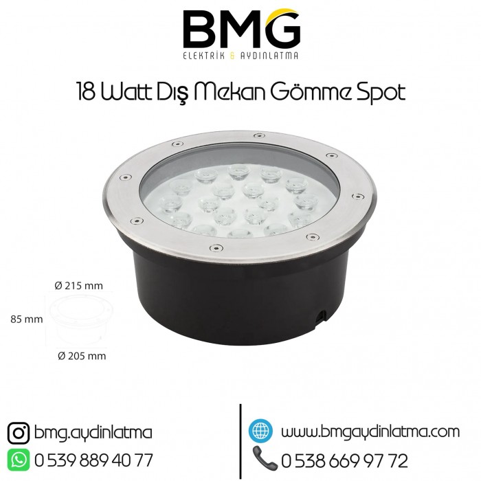 18 Watt Dış Mekan Yere Gömme Spot