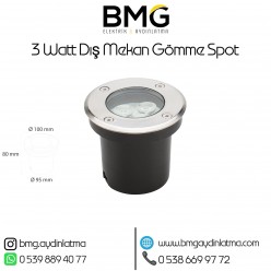 3 Watt Dış Mekan Yere Gömme Spot 