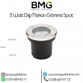 3 Watt Dış Mekan Yere Gömme Spot 