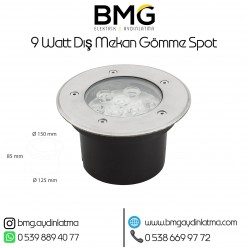9 Watt Dış Mekan Yere Gömme Spot