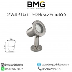 12 Volt 3 Watt Sıva Üstü LED Havuz Aydınlatma