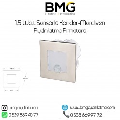 1,5 Watt Kare Sensörlü Koridor Merdiven Aydinlatma Armatürü Saten Kasa