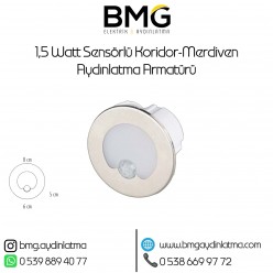 1,5 Watt Yuvarlak Sensörlü Koridor Merdiven Aydinlatma Armatürü Saten Kasa