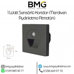 1 Watt Sensörlü Siyah Kasa Koridor Merdiven Aydınlatma Armatürü