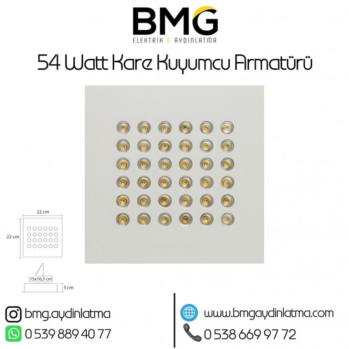 54 Watt Kare Kuyumcu Vitrin Aydınlatması