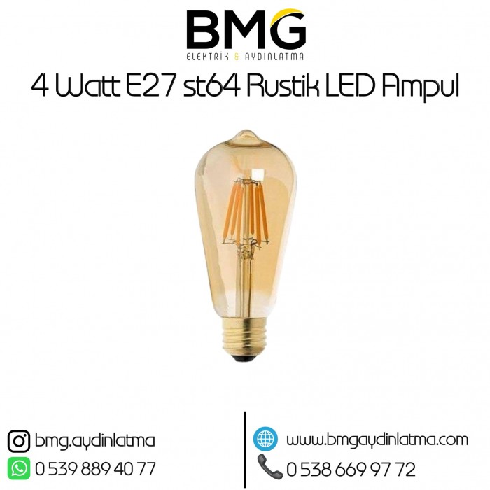 4 Watt E27 ST64 Rustik LED Ampul