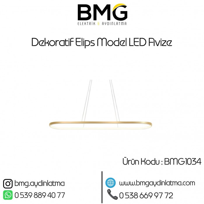 Dekoratif Elips Model LED Avize BMG-1034