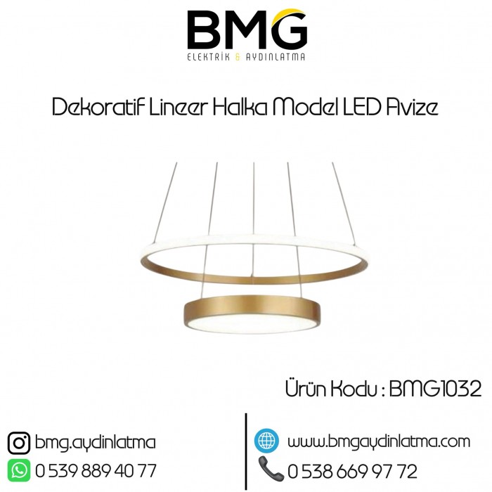 Dekoratif Lineer Halka Model LED Avize BMG-1032