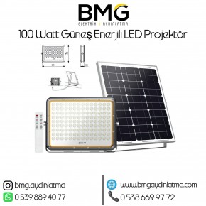 100 Watt Güneş Enerjili LED Projektör