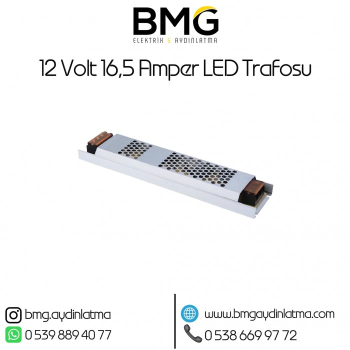 12 volt 16,5 Amper Şerit LED Trafosu