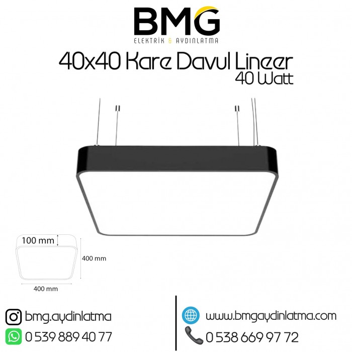 40x40 cm 40 Watt Kare Davul LED Lineer Aydınlatma