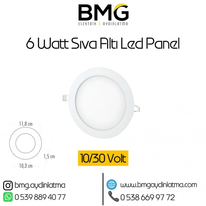 12/24 Volt 6 Watt Sıva Altı LED Panel