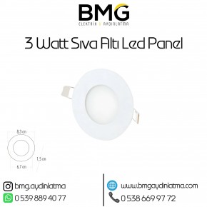 3 Watt Sıva Altı Yuvarlak LED Panel