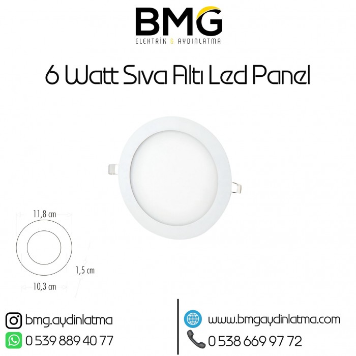 6 Watt Sıva Altı Yuvarlak LED Panel