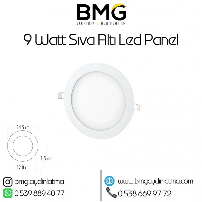 9 Watt Sıva Altı Yuvarlak LED Panel