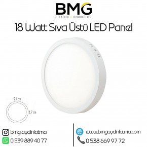 18 Watt Sıva Üstü Yuvarlak LED Panel Spot