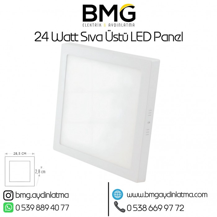 24 Watt Sıva Üstü Kare LED Panel Spot