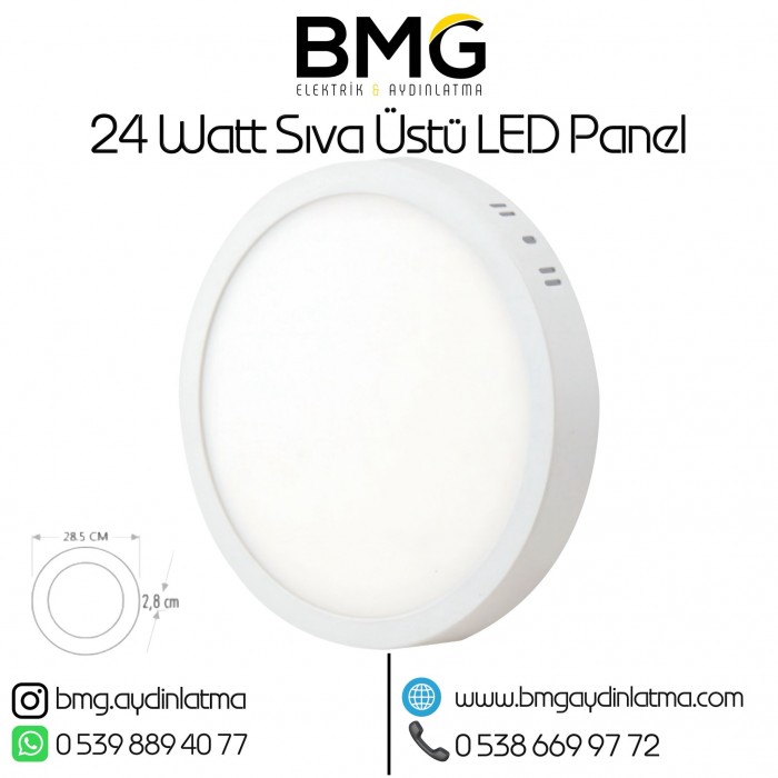 24 Watt Sıva Üstü Yuvarlak LED Panel Spot