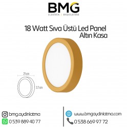 18 Watt Gold Kasa Sıva Üstü Yuvarlak LED Panel Spot