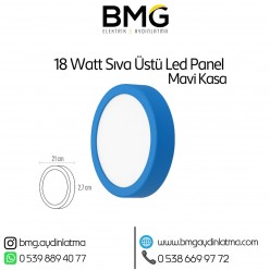 18 Watt Mavi Kasa Sıva Üstü Yuvarlak LED Panel Spot