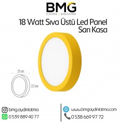 18 Watt Sarı Kasa Sıva Üstü Yuvarlak LED Panel Spot