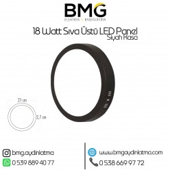 18 Watt Siyah Kasa Sıva Üstü Yuvarlak LED Panel Spot