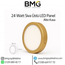 24 Watt Gold Kasa Sıva Üstü Yuvarlak LED Panel Spot