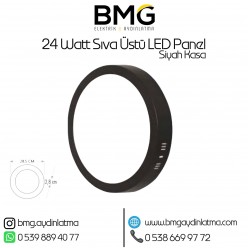 24 Watt Siyah Kasa Sıva Üstü Yuvarlak LED Panel Spot
