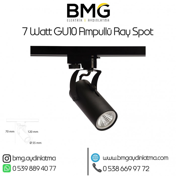 7 Watt GU10 Ampullü Ray Spot Armatür