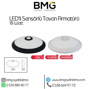 LED'li Sensörlü Tavan Armatürü 18 Watt