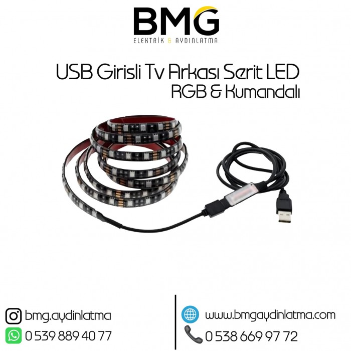 USB Girişli RGB TV Arkası Şerit LED Kumandalı