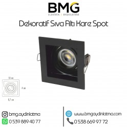 Dekoratif Sıva Altı Kare Spot Siyah Kasa