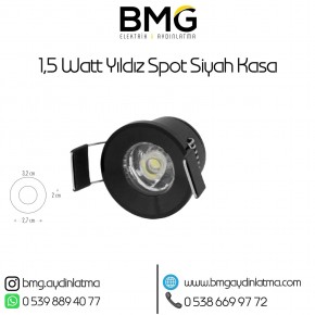 1,5 Watt Siyah Kasa Mini Yıldız Spot
